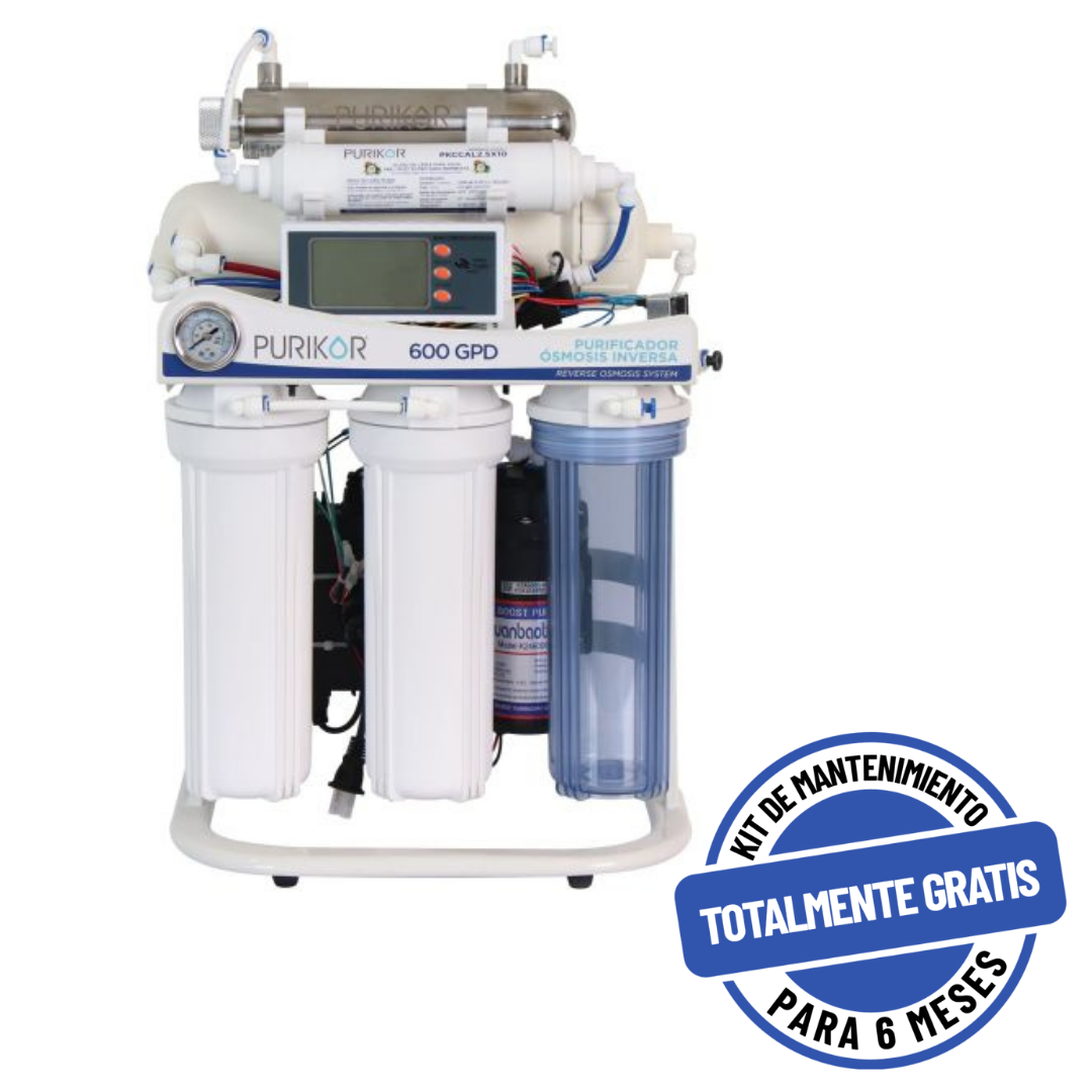 Purificador PURIKOR 6 Etapas con Ósmosis Inversa, UV y Alta Producción (PKRO600-6UVPM)