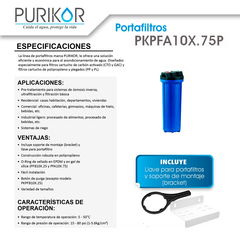 Portafiltros Fabricados en Polipropileno PKPFA10X.75P