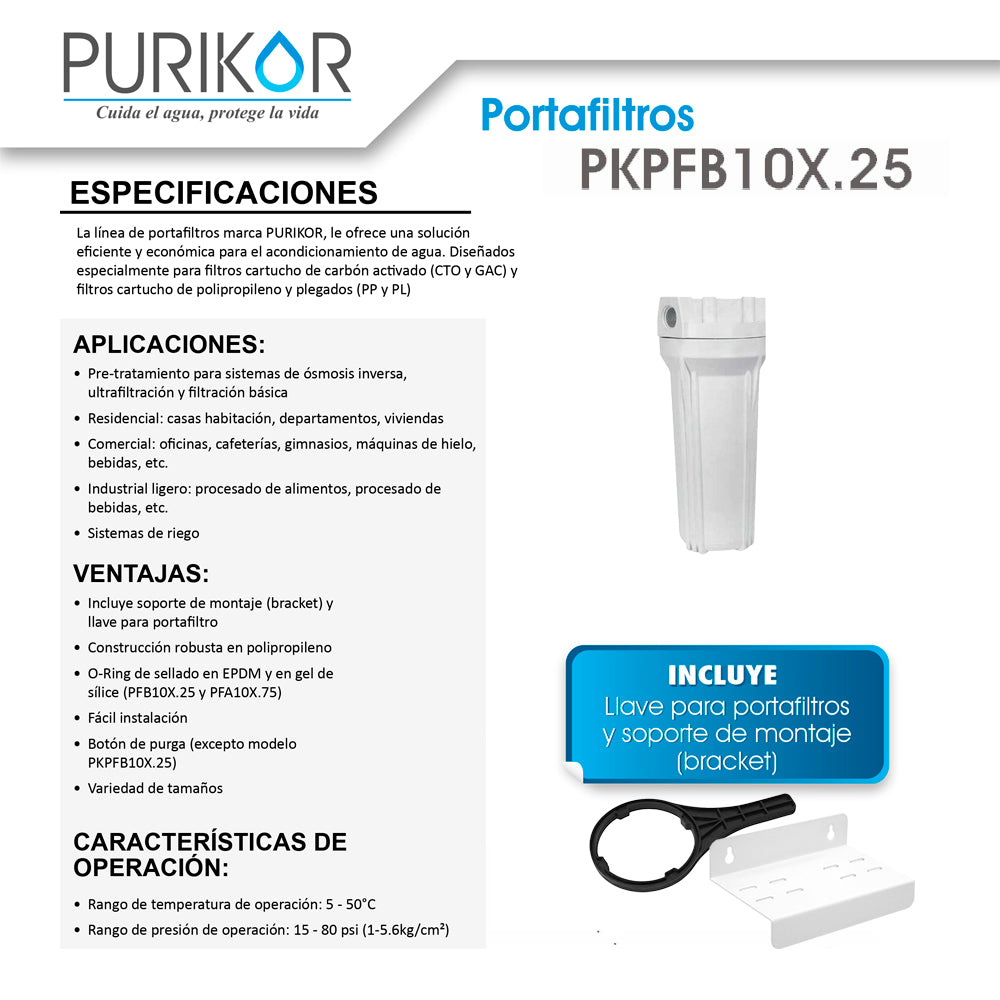 Portafiltros Fabricados en Polipropileno PKPFB10X.25