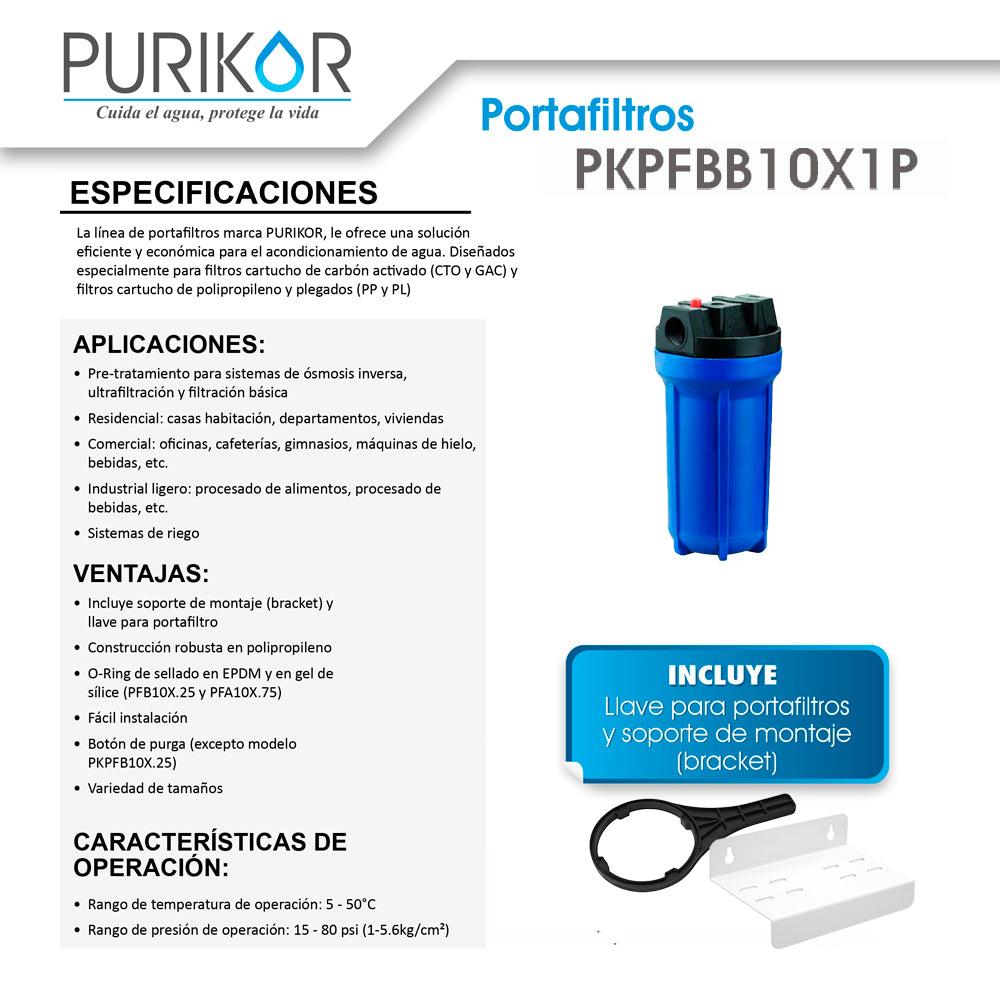 Portafiltros Fabricados en Polipropileno PKPFBB10X1P