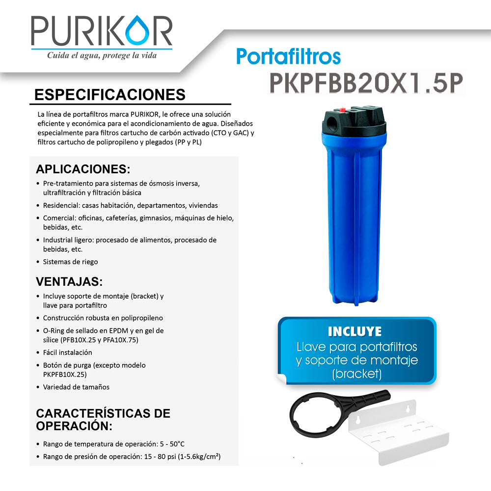 Portafiltros Fabricados en Polipropileno PKPFBB20X1.5P