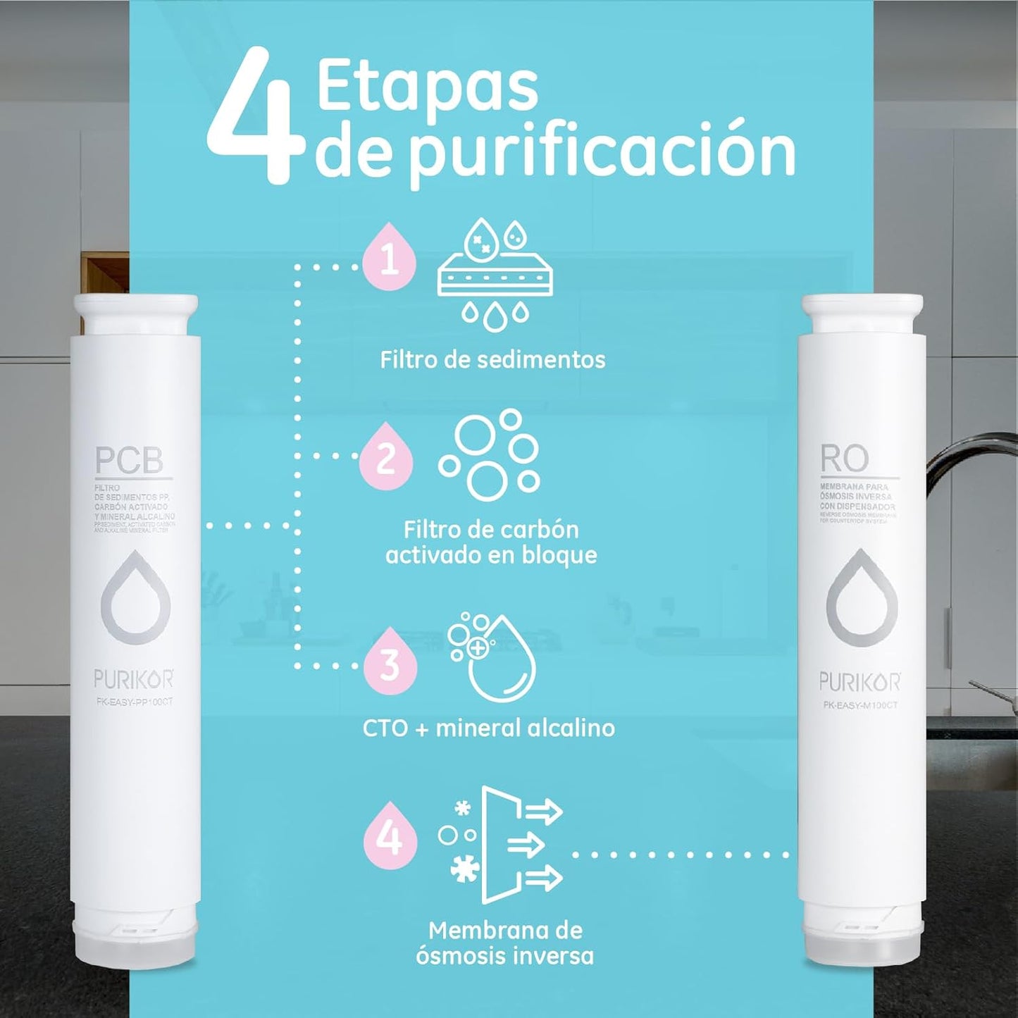 eChange PURIKOR - 4 etapas / 100 gpd (PK-EASY-100CT)