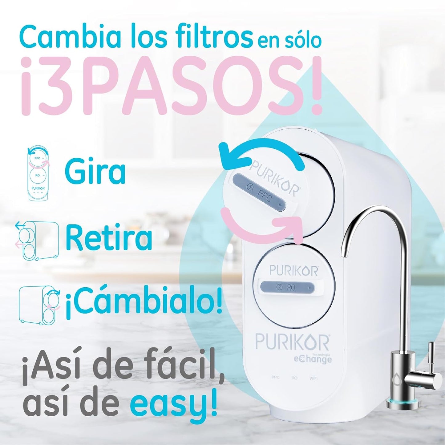 eChange PURIKOR -  3 etapas / 600 gpd (PK-EASY-600US)