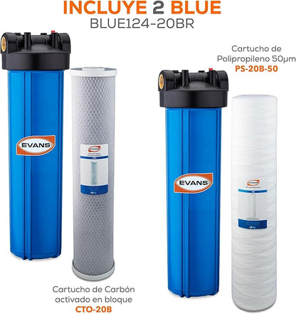 Kit Pre-Filtro para Agua 4X20 – 2 Etapas de Sedimentos y Carbón Activado - EVANS