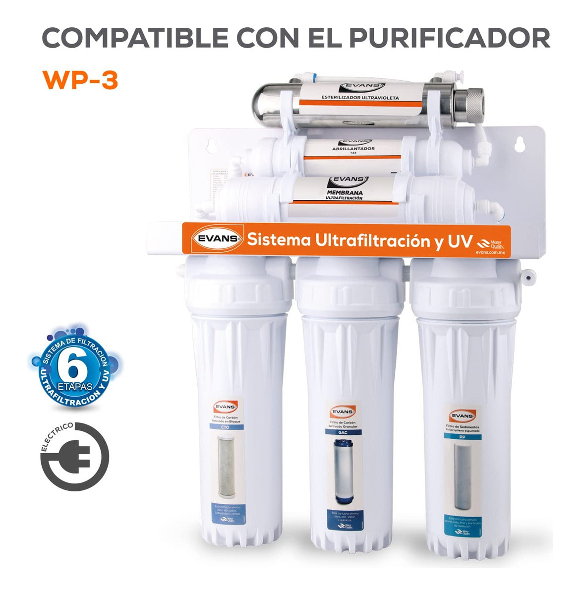 Kit De Consumibles Para Purificador De Agua WP-3, Evans (KIT-WP-3) - 12 Meses