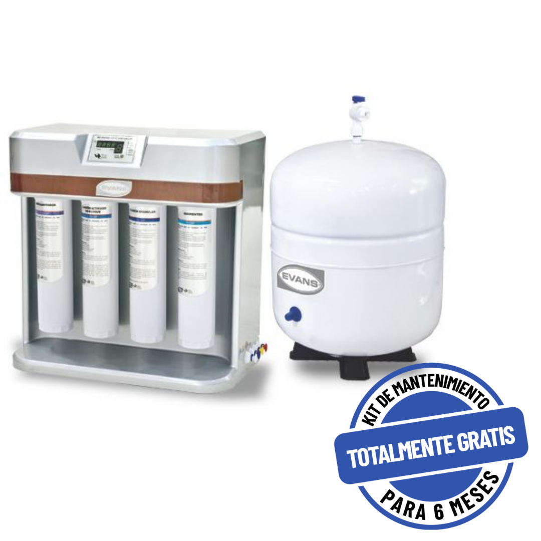 Purificador EVANS Deluxe, 5 Etapas con Ósmosis Inversa y Tanque (RO-50G-FFA)
