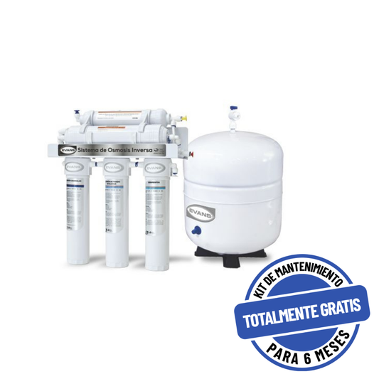 Purificador EVANS con Osmosis Inversa, 5 Etapas, Sin bomba (RO-50G-FFC)