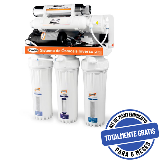Purificador EVANS, 6 Etapas con Ósmosis Inversa y Luz UV (RO-100G-A03)