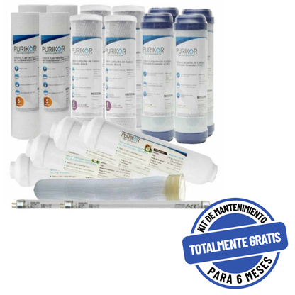 Kit PURIKOR Ultrafiltración + UV - Mantenimiento 24M (KIT24-UFUV)