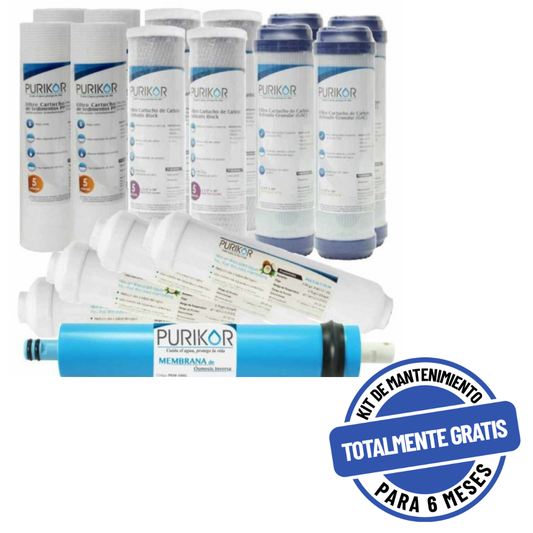 Kit PURIKOR Ósmosis Inversa 100G - Mantenimiento 24M (KIT24-RO100)
