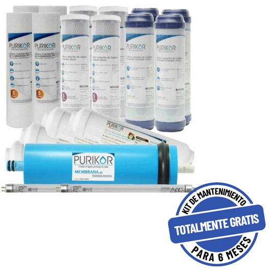 Kit PURIKOR Ósmosis Inversa 400G + UV - Mantenimiento 24M (KIT24-RO400UV)