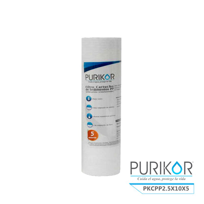 Filtro Cartucho de Polipropileno Termofusionado para reducción de Sedimentos del agua Purikor PKCPP2.5X10X5