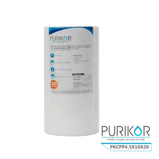 Filtro Cartucho de Polipropileno Termofusionado para reducción de Sedimentos del agua Purikor PKCPP4.5X10X20