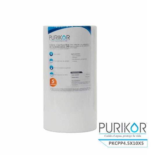 Filtro Cartucho de Polipropileno Termofusionado para reducción de Sedimentos del agua Purikor PKCPP4.5X10X5