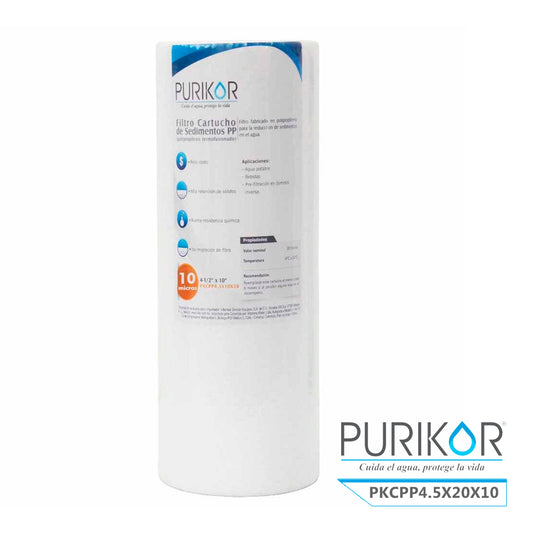 Filtro Cartucho de Polipropileno Termofusionado para reducción de Sedimentos del agua Purikor PKCPP4.5X20X10