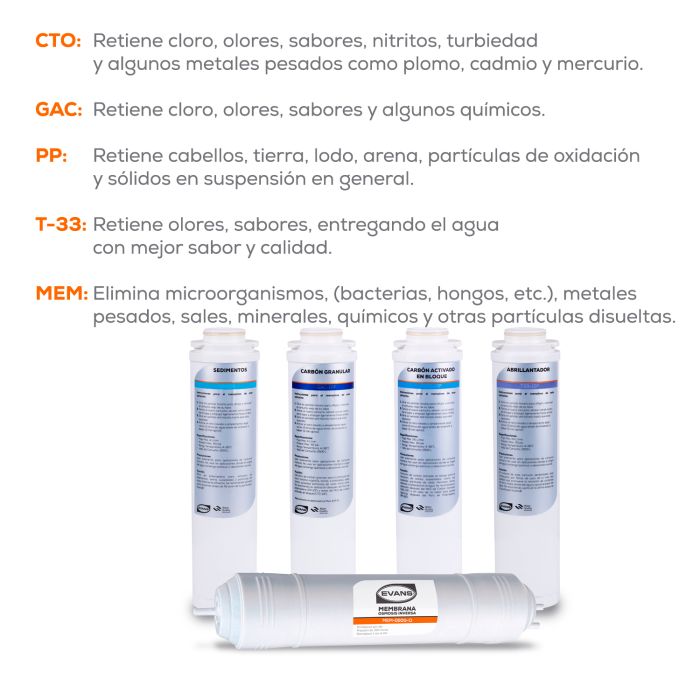 Kit de Mantenimiento para Purificador (RO-50G-FFA) EVANS - 12 Meses