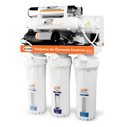Purificador EVANS, 6 Etapas con Ósmosis Inversa y Luz UV (RO-100G-A03)
