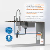 Purificador EVANS, 6 Etapas con Ósmosis Inversa y Luz UV (RO-100G-A03)