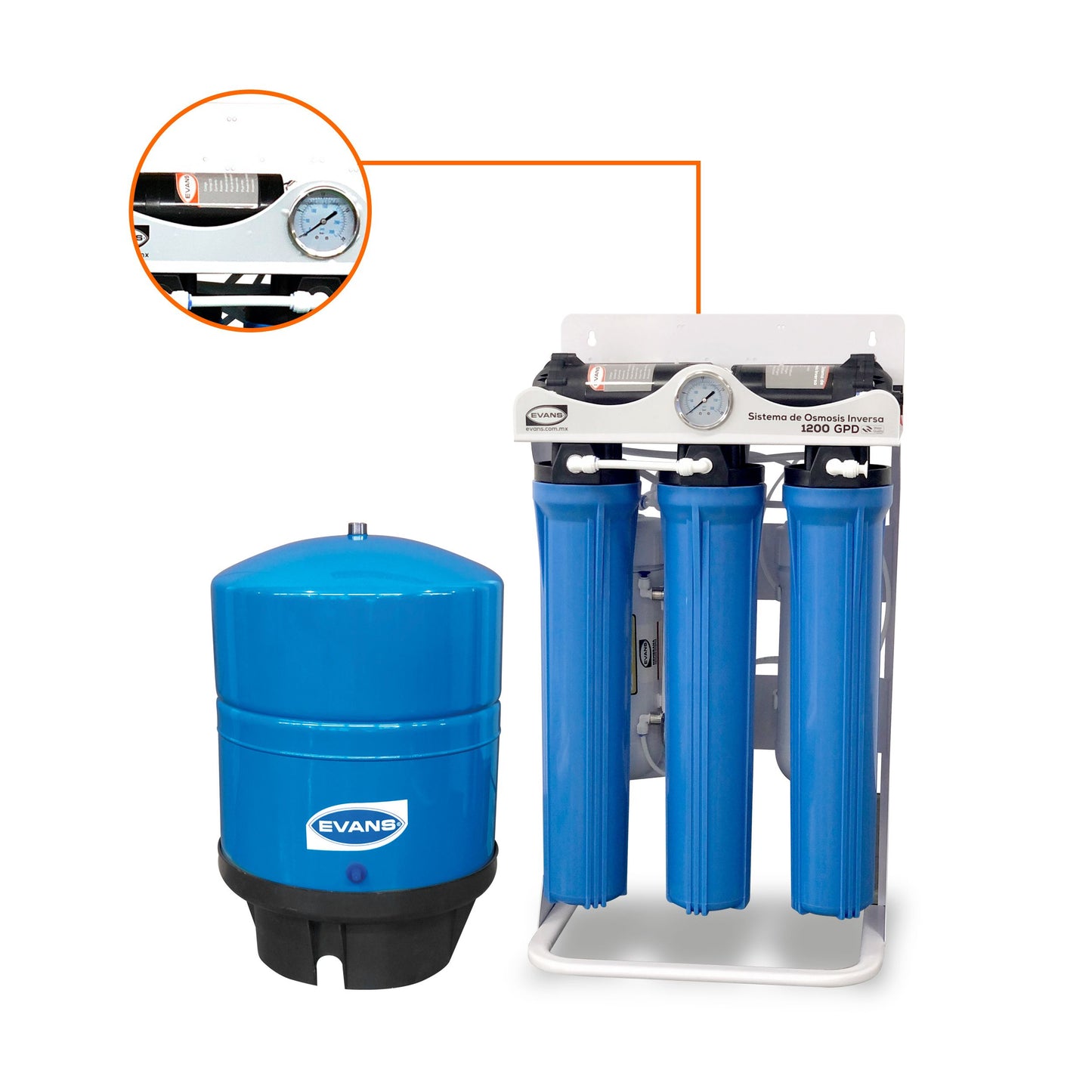 Purificador EVANS con Ósmosis Inversa, 1200 GAL, 6 Etapas (RO-1200G-D02)