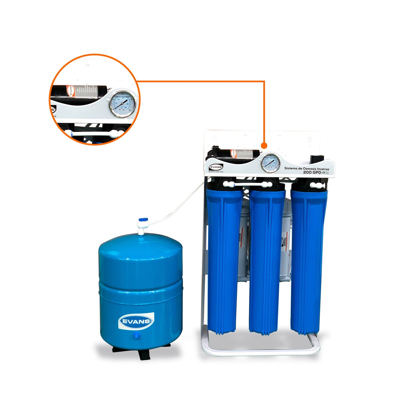 Purificador De Agua Con Ósmosis Inversa 200 GALONES - EVANS (RO-200G-D02)