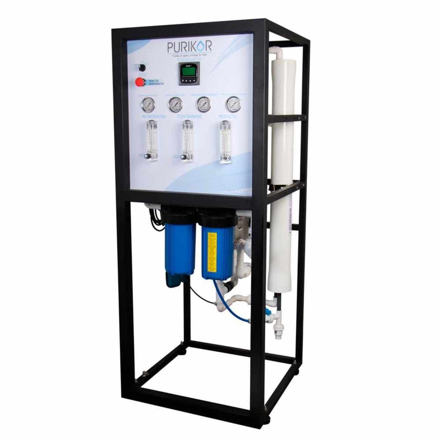 Sistema de Ósmosis Inversa Industrial, 1 Membrana, 1.2 GPM, 1 Fase, 230 VOLTS - PURIKOR (PK-ROI-1M-A-DM)