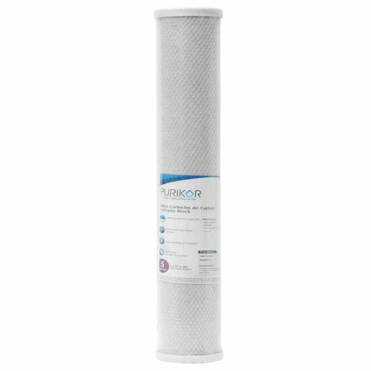 Filtro de Cartucho de Carbón Activado Block 5 Micras 20" PURIKOR (PKCCTO2.5X20X5)