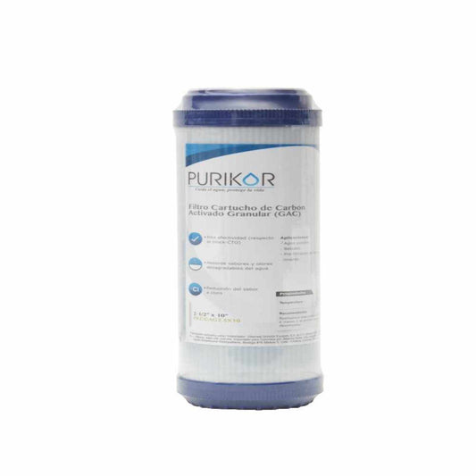 Filtro Cartucho de Carbón Activado Granular 10" PURIKOR (PKCGAC4.5X10)
