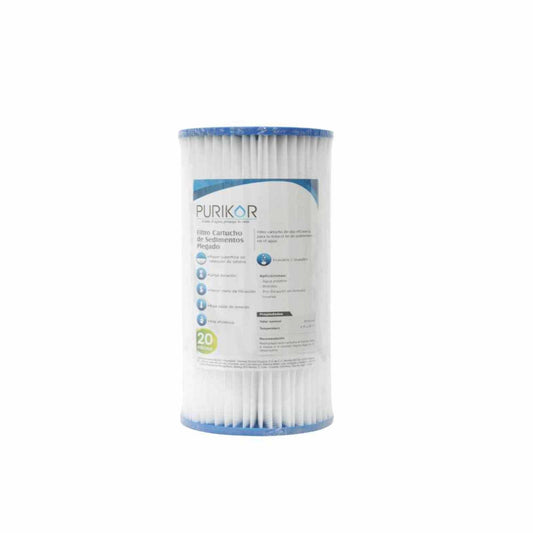 Filtro de Cartucho Plegable para Sedimentos 20 Micras 4.5"x10" PURIKOR (PKCPL4.5X10X20)