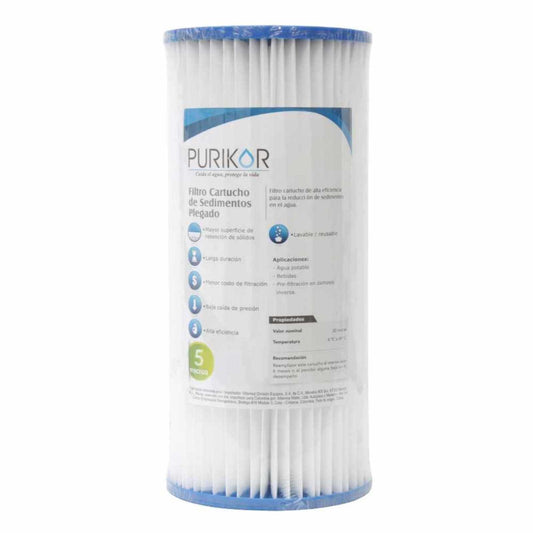 Filtro de Cartucho Plegable para Sedimentos 1 Micra 4.5"x20"  PURIKOR (PKCPL4.5X20X1)
