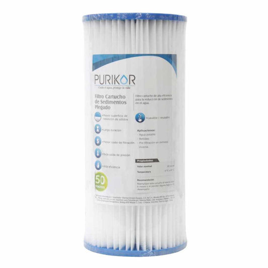 Filtro Cartucho Plegable para Sedimentos 50 Micras 4.5"x20"  PURIKOR (PKCPL4.5X20X50)