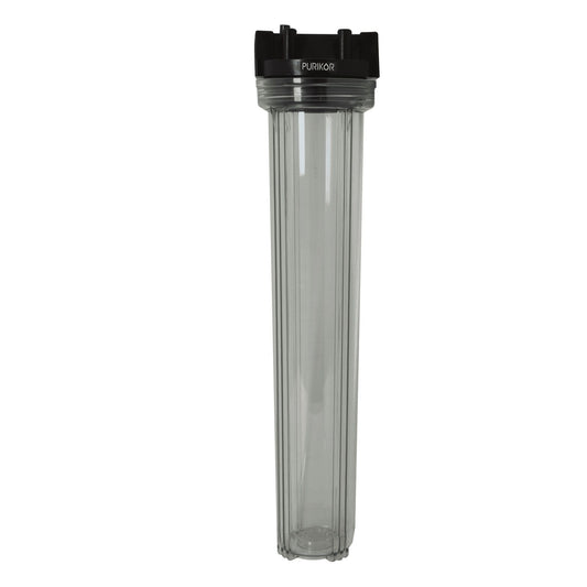 Portafiltros Transparente con Tapa Negra 3/4" para Cartucho 20" PURIKOR (PKPFT-20X0.75P)