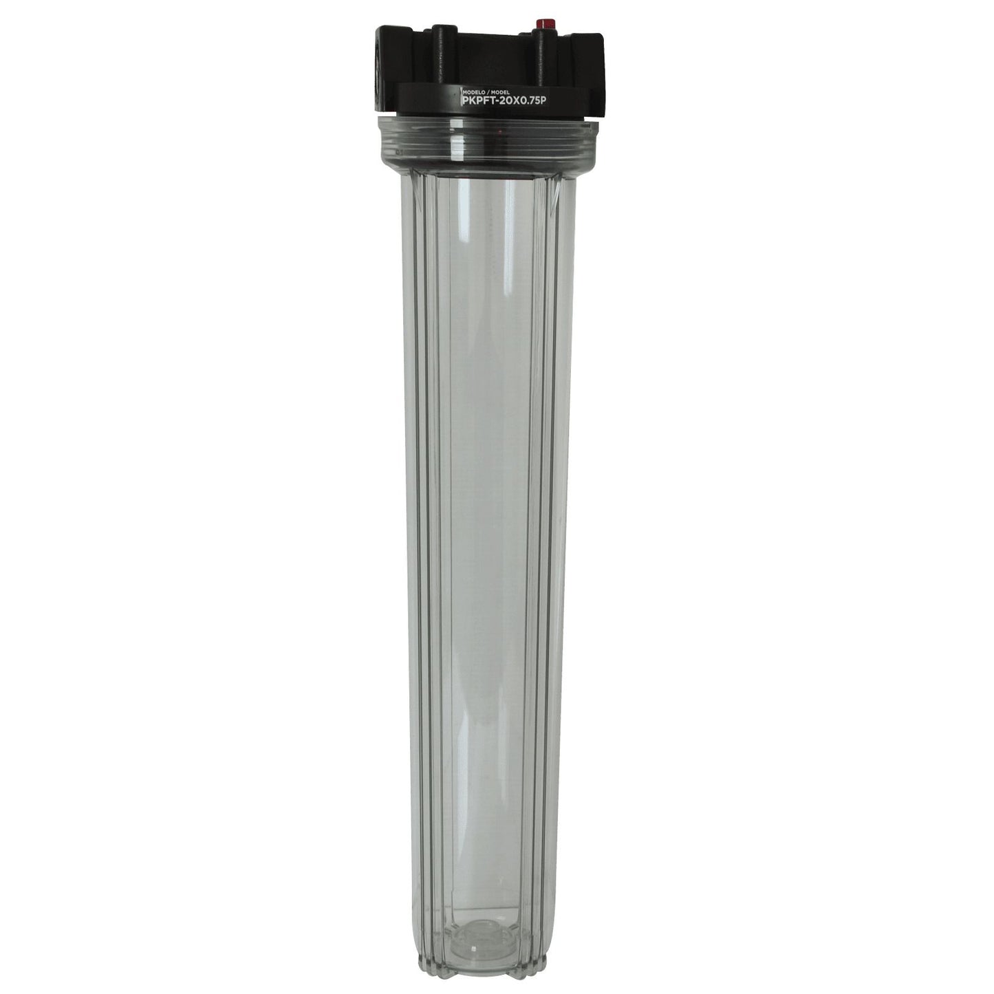 Portafiltros Transparente con Tapa Negra 3/4" para Cartucho 20" PURIKOR (PKPFT-20X0.75P)