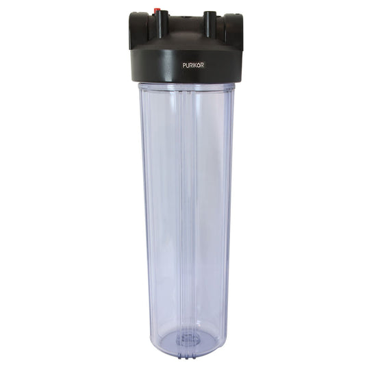 Portafiltros Transparente con Tapa Negra 1.5" para Cartucho 20"  PURIKOR (PKPFBT-20X1.5P)